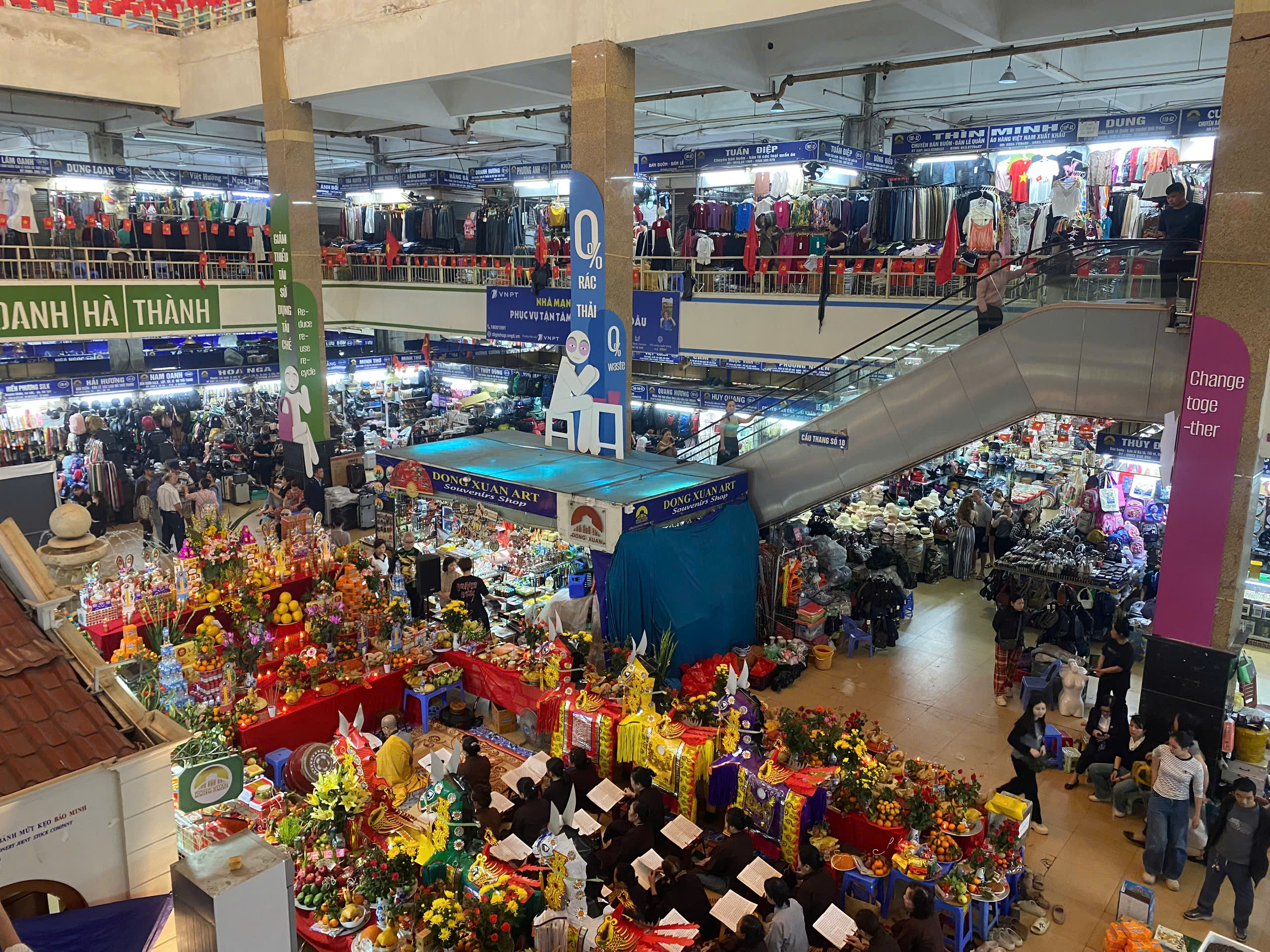 Dong Xuan Market interior visited during a free walking tour Hanoi exploring the Old Quarter