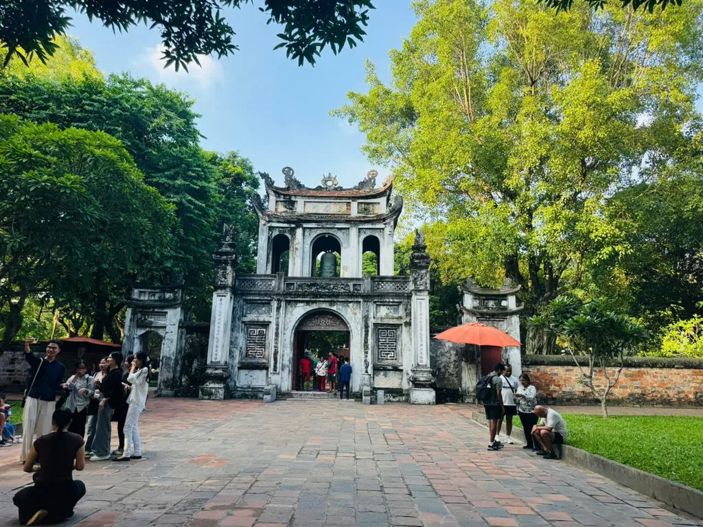 Main stone gate at the Temple of Literature courtyard in Hanoi.